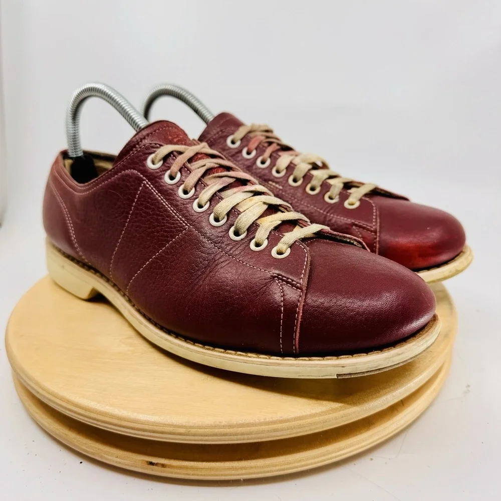 Vintage Linds Bowling Shoes Mens 7.5 D Maroon Retro‎ Leather
